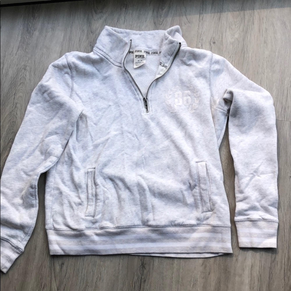 Vs PINK gray/white quarter zip